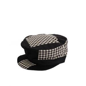 NEW NICHOLAS DALEY patchwork tam o'shanter hat in black/ecru